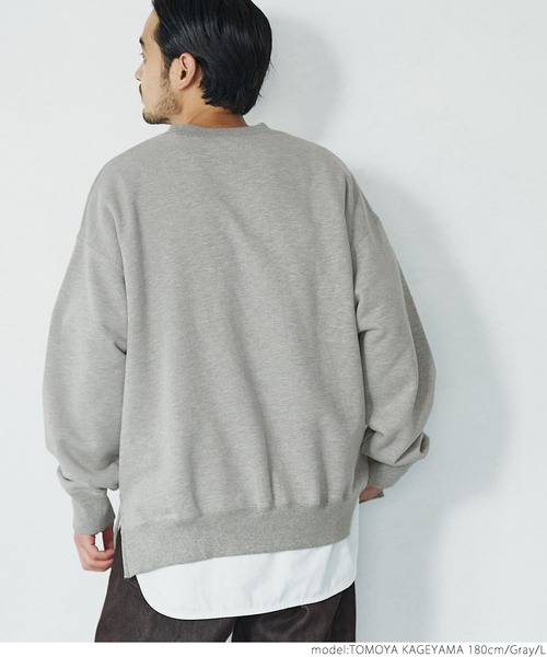 Cacco スウェット　杢グレー COTTON FLEECE MIXED CREW NECK SWEATSHIRT [DRIZZLE GREY
