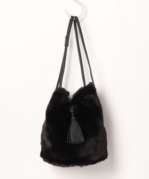 Lugnoncure（ルノンキュール）の「ファー巾着バッグ（エコバッグ/サブバッグ・レディース・オレンジ/ブラウン/ブラック・ﾌﾘ-）」の2枚目の写真