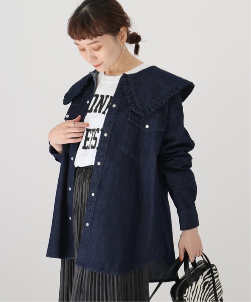 JOINT WORKS(ジョイントワークス)の「J-デニムフリルカラーシャツ(シャツ/ブラウス・レディース・ネイビー/ブルー・FREE)」の20枚目の写真