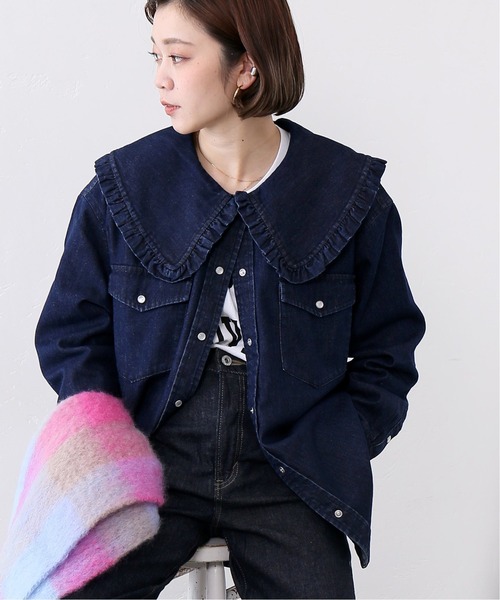 JOINT WORKS(ジョイントワークス)の「J-デニムフリルカラーシャツ(シャツ/ブラウス・レディース・ネイビー/ブルー・FREE)」の6枚目の写真