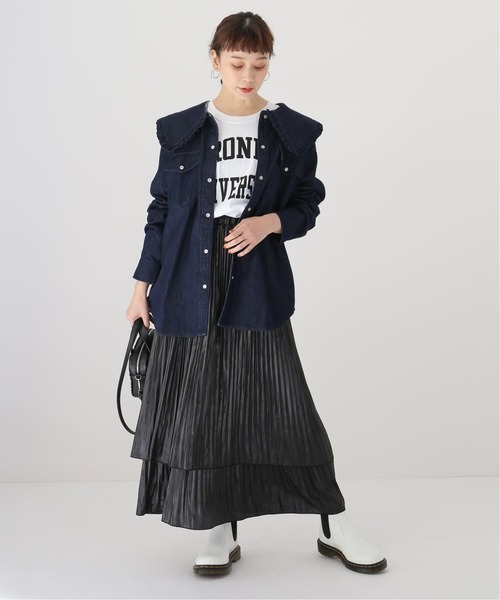 JOINT WORKS(ジョイントワークス)の「J-デニムフリルカラーシャツ(シャツ/ブラウス・レディース・ネイビー/ブルー・FREE)」の12枚目の写真