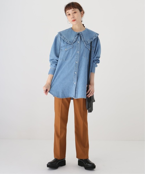 JOINT WORKS(ジョイントワークス)の「J-デニムフリルカラーシャツ(シャツ/ブラウス・レディース・ネイビー/ブルー・FREE)」の14枚目の写真