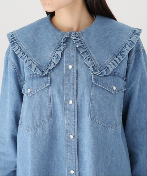 JOINT WORKS(ジョイントワークス)の「J-デニムフリルカラーシャツ(シャツ/ブラウス・レディース・ネイビー/ブルー・FREE)」の15枚目の写真