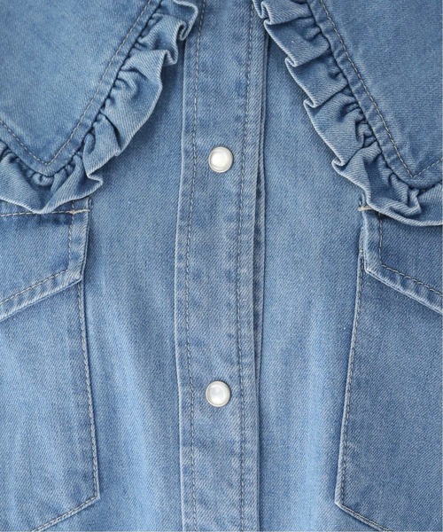 JOINT WORKS(ジョイントワークス)の「J-デニムフリルカラーシャツ(シャツ/ブラウス・レディース・ネイビー/ブルー・FREE)」の4枚目の写真