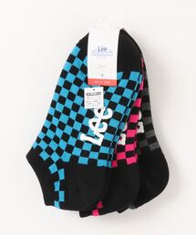 【LEE/リー】ブラックチェッカースニーカーソックス（靴下）　3足組