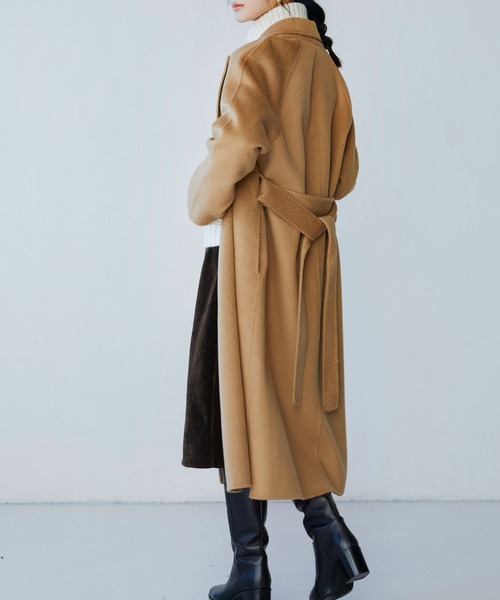 SAISON DE PAPILLON(セゾンドパピヨン)の「ウール100%ピークドラペルガウンコート(チェスターコート・レディース・ブラック/ブラウン・フリー)」の20枚目の写真