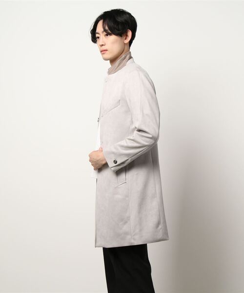 NICOLE CLUB FOR MEN(ニコルクラブフォーメン)の「【21年モデル WEB限定再販売】スウェードチェスターコート(チェスターコート・メンズ・シルバーグレー/その他/グレー系/ネイビー/キャメル・MEDIUM/LARGE/X-LARGE)」の7枚目の写真