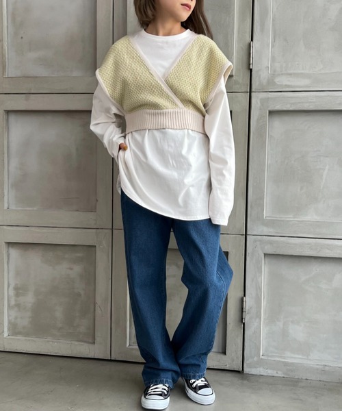 moment+(モーメントプラス)の「7G リンクス編みニットビスチェ(ニット/セーター・レディース・ブラック/チャコールグレー/ライトグリーン・FREE)」の19枚目の写真