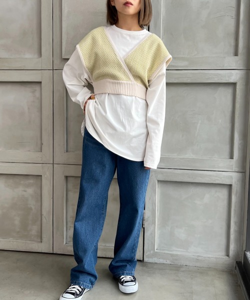 moment+(モーメントプラス)の「7G リンクス編みニットビスチェ(ニット/セーター・レディース・ブラック/チャコールグレー/ライトグリーン・FREE)」の20枚目の写真