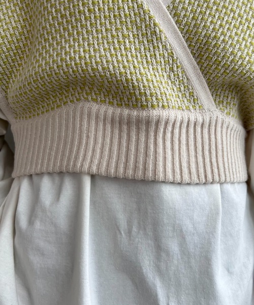 moment+(モーメントプラス)の「7G リンクス編みニットビスチェ(ニット/セーター・レディース・ブラック/チャコールグレー/ライトグリーン・FREE)」の21枚目の写真