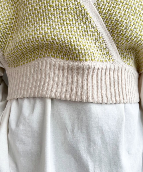 moment+(モーメントプラス)の「7G リンクス編みニットビスチェ(ニット/セーター・レディース・ブラック/チャコールグレー/ライトグリーン・FREE)」の5枚目の写真