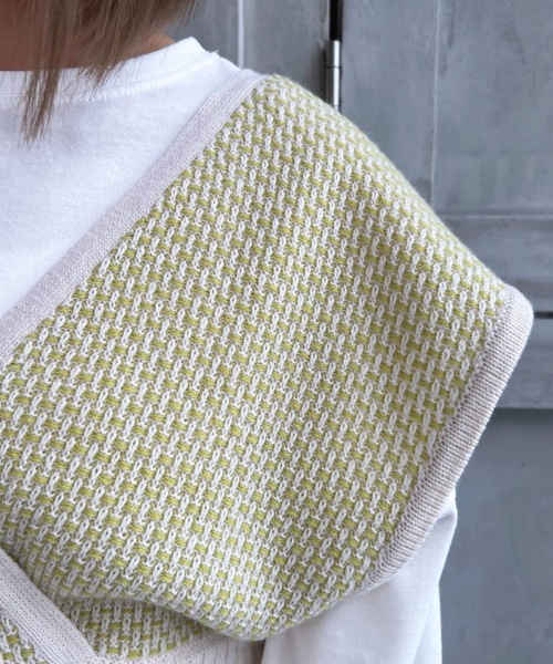 moment+(モーメントプラス)の「7G リンクス編みニットビスチェ(ニット/セーター・レディース・ブラック/チャコールグレー/ライトグリーン・FREE)」の6枚目の写真