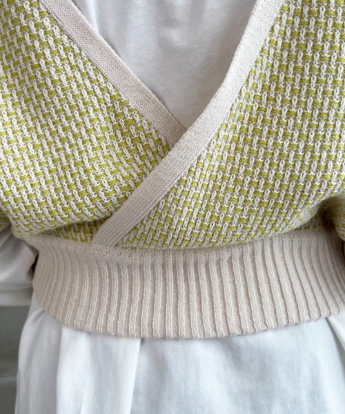 moment+(モーメントプラス)の「7G リンクス編みニットビスチェ(ニット/セーター・レディース・ブラック/チャコールグレー/ライトグリーン・FREE)」の4枚目の写真