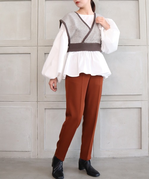 moment+(モーメントプラス)の「7G リンクス編みニットビスチェ(ニット/セーター・レディース・ブラック/チャコールグレー/ライトグリーン・FREE)」の11枚目の写真