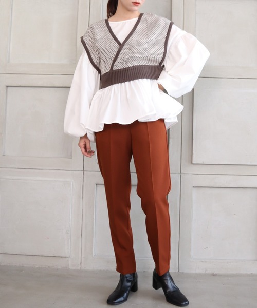 moment+(モーメントプラス)の「7G リンクス編みニットビスチェ(ニット/セーター・レディース・ブラック/チャコールグレー/ライトグリーン・FREE)」の10枚目の写真