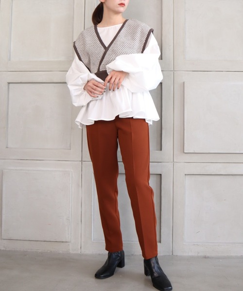 moment+(モーメントプラス)の「7G リンクス編みニットビスチェ(ニット/セーター・レディース・ブラック/チャコールグレー/ライトグリーン・FREE)」の9枚目の写真