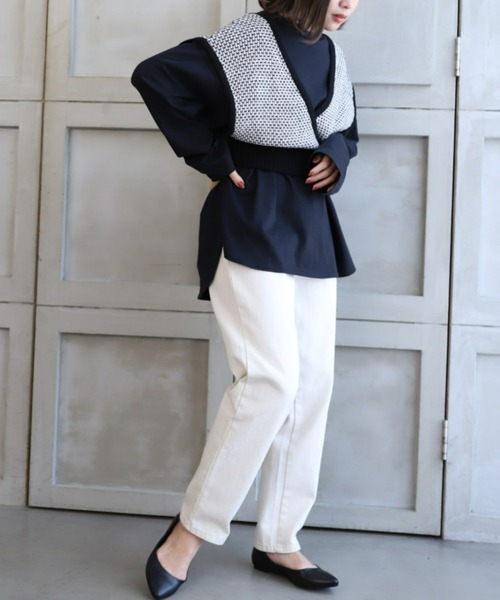 moment+(モーメントプラス)の「7G リンクス編みニットビスチェ(ニット/セーター・レディース・ブラック/チャコールグレー/ライトグリーン・FREE)」の14枚目の写真