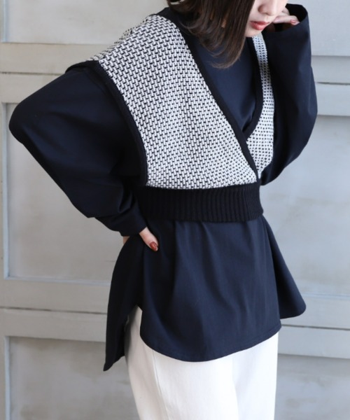 moment+(モーメントプラス)の「7G リンクス編みニットビスチェ(ニット/セーター・レディース・ブラック/チャコールグレー/ライトグリーン・FREE)」の7枚目の写真