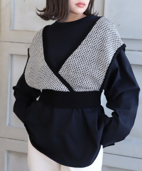 moment+(モーメントプラス)の「7G リンクス編みニットビスチェ(ニット/セーター・レディース・ブラック/チャコールグレー/ライトグリーン・FREE)」の18枚目の写真