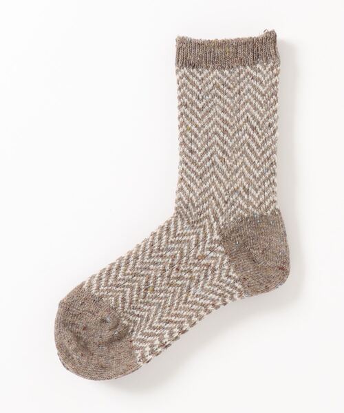 Samansa Mos2（サマンサ モスモス）の「ジグザグネップソックス（ソックス/靴下・レディース・マスタード/モカ/キナリ・ﾌﾘ-）」の2枚目の写真