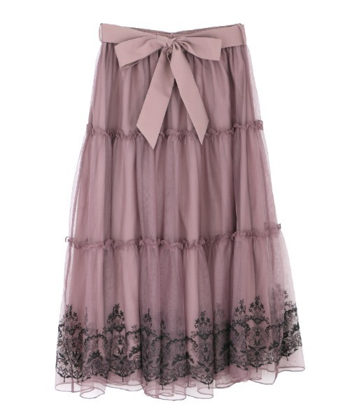 axes femme(アクシーズファム)の「裾刺繍チュールティアードSK(スカート・レディース・ブラック/ダークブラウン/ラベンダー・MEDIUM)」の12枚目の写真