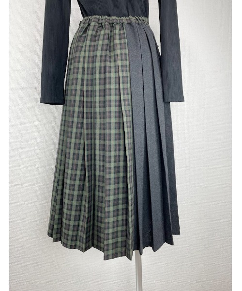 Rydia（リディア）の「ブロッキングチェックスカート（スカート・レディース・ブラウン/ネイビー・M）」の3枚目の写真