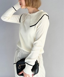 ショールカラーリブニット