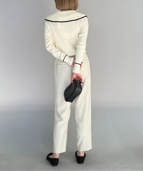 PICCIN（ピッチン）の「ショールカラーリブニット（ニット/セーター・レディース・ブラック/オフホワイト/ブルー・M）」の12枚目の写真