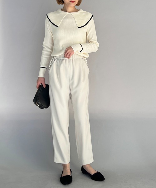 PICCIN（ピッチン）の「ショールカラーリブニット（ニット/セーター・レディース・ブラック/オフホワイト/ブルー・M）」の14枚目の写真