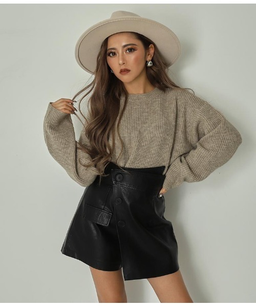 ANAP(アナップ)の「カラークロップドニットトップス(ニット/セーター・レディース・ダークブラウン/ベージュ/ピンク/グリーン/マスタード・FREE)」の3枚目の写真