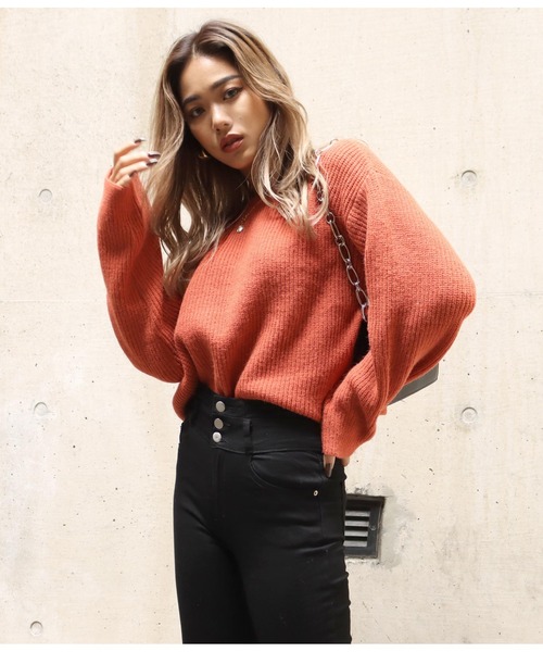 ANAP(アナップ)の「カラークロップドニットトップス(ニット/セーター・レディース・ダークブラウン/ベージュ/ピンク/グリーン/マスタード・FREE)」の12枚目の写真