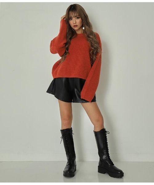 ANAP(アナップ)の「カラークロップドニットトップス(ニット/セーター・レディース・ダークブラウン/ベージュ/ピンク/グリーン/マスタード・FREE)」の21枚目の写真