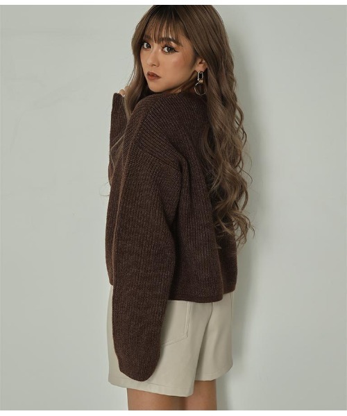 ANAP(アナップ)の「カラークロップドニットトップス(ニット/セーター・レディース・ダークブラウン/ベージュ/ピンク/グリーン/マスタード・FREE)」の20枚目の写真