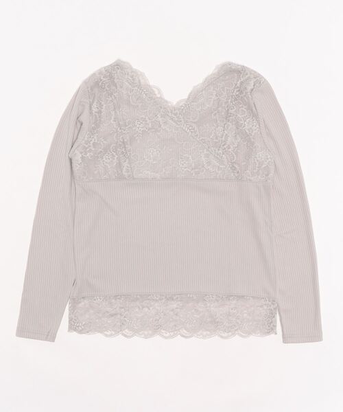 ELVENCE DEUX（エルベンスドゥ）の「レースVナガソデインナー（Tシャツ/カットソー・レディース・ブラック/グレー/オフホワイト・MEDIUM/LARGE）」の4枚目の写真