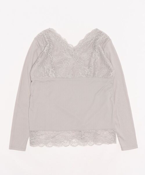 ELVENCE DEUX（エルベンスドゥ）の「レースVナガソデインナー（Tシャツ/カットソー・レディース・ブラック/グレー/オフホワイト・MEDIUM/LARGE）」の22枚目の写真