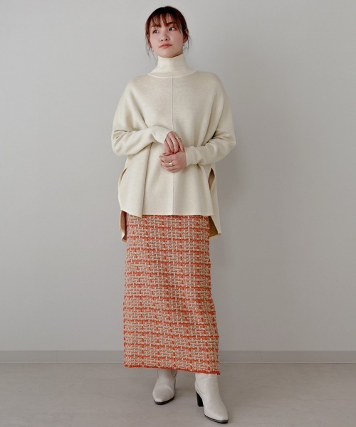 Bou Jeloud（ブージュルード）の「【WEB限定】タックツイードロングニットスカート（スカート・レディース・ブラック/ベージュ/マスタード・FREE）」の14枚目の写真