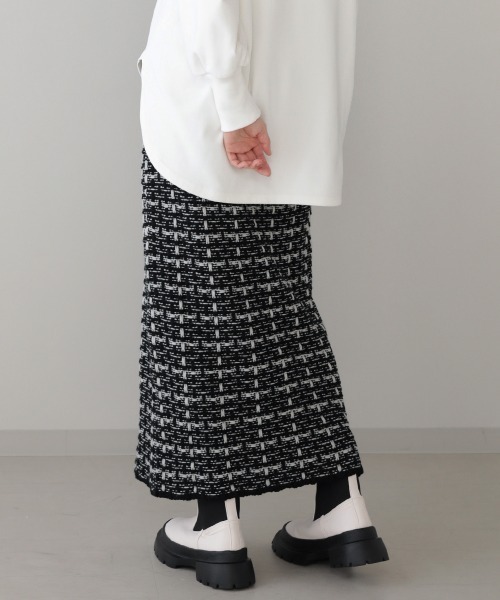 Bou Jeloud（ブージュルード）の「【WEB限定】タックツイードロングニットスカート（スカート・レディース・ブラック/ベージュ/マスタード・FREE）」の12枚目の写真