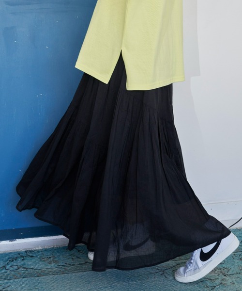 Auntie Rosa Holiday（アンティローザホリデー）の「ボイル切替ボリュームスカート（スカート・レディース・ブルー/ブラック/オレンジ・FREE）」の5枚目の写真