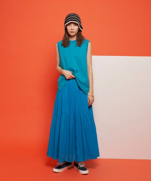 Auntie Rosa Holiday（アンティローザホリデー）の「ボイル切替ボリュームスカート（スカート・レディース・ブルー/ブラック/オレンジ・FREE）」の21枚目の写真