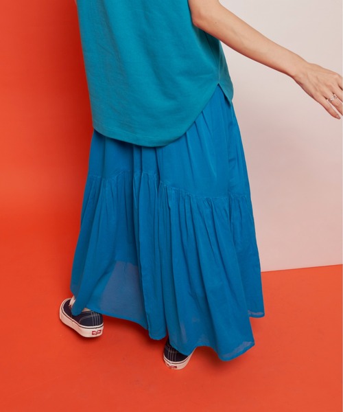 Auntie Rosa Holiday（アンティローザホリデー）の「ボイル切替ボリュームスカート（スカート・レディース・ブルー/ブラック/オレンジ・FREE）」の16枚目の写真