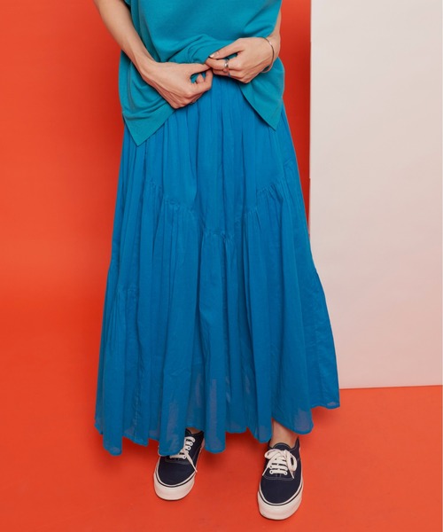 Auntie Rosa Holiday（アンティローザホリデー）の「ボイル切替ボリュームスカート（スカート・レディース・ブルー/ブラック/オレンジ・FREE）」の18枚目の写真