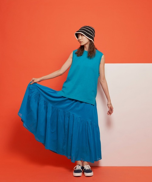 Auntie Rosa Holiday（アンティローザホリデー）の「ボイル切替ボリュームスカート（スカート・レディース・ブルー/ブラック/オレンジ・FREE）」の22枚目の写真