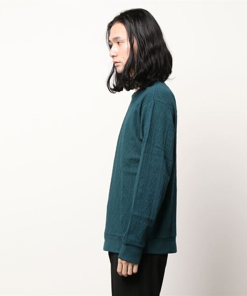 MEN'S BIGI（メンズビギ）の「フクレケーブルジャガード カットソー（Tシャツ/カットソー・メンズ・ブラック/ベージュ/グリーン/エンジ・01/03/02）」の5枚目の写真