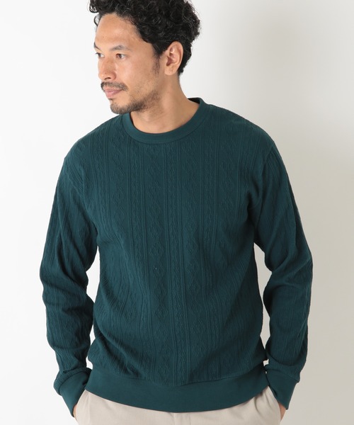 MEN'S BIGI（メンズビギ）の「フクレケーブルジャガード カットソー（Tシャツ/カットソー・メンズ・ブラック/ベージュ/グリーン/エンジ・01/03/02）」の9枚目の写真