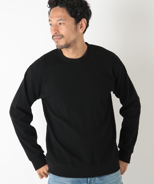 MEN'S BIGI（メンズビギ）の「フクレケーブルジャガード カットソー（Tシャツ/カットソー・メンズ・ブラック/ベージュ/グリーン/エンジ・01/03/02）」の7枚目の写真