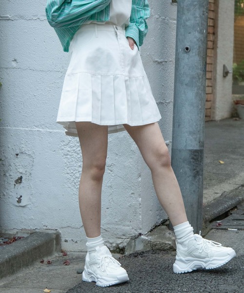 WEGO（ウィゴー）の「WEGO/キリカエプリーツミニスカート（スカート・レディース・ブラック/ホワイト・FREE）」の6枚目の写真