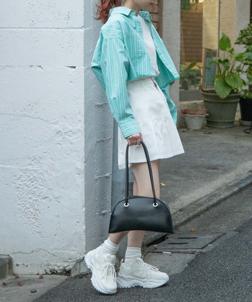 WEGO（ウィゴー）の「WEGO/キリカエプリーツミニスカート（スカート・レディース・ブラック/ホワイト・FREE）」の3枚目の写真