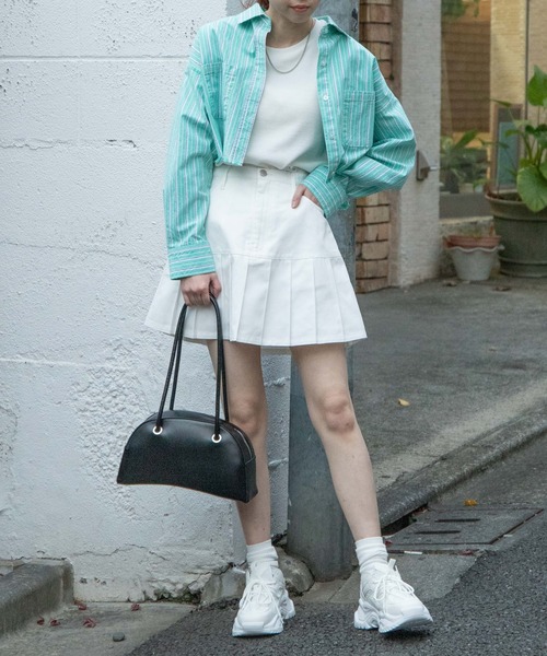 WEGO（ウィゴー）の「WEGO/キリカエプリーツミニスカート（スカート・レディース・ブラック/ホワイト・FREE）」の11枚目の写真