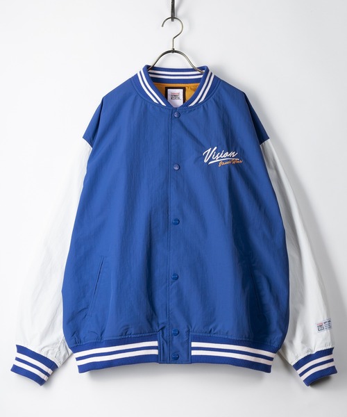 VISION STREET WEAR(ヴィジョンストリートウェア)の「【VISION STREET WEAR/ヴィジョンストリートウェア】袖切替ナイロンスタジャン/バックプリント/ビッグシルエット(スタジャン・メンズ・ブラック/ブルー/グリーン/エメラルド・M/L/XL)」の4枚目の写真