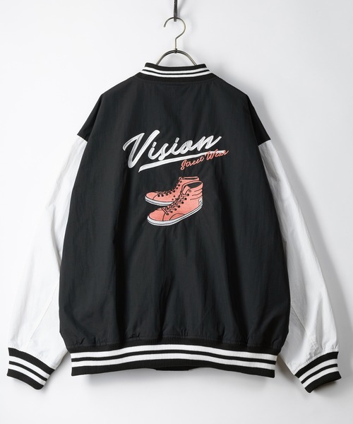 VISION STREET WEAR(ヴィジョンストリートウェア)の「【VISION STREET WEAR/ヴィジョンストリートウェア】袖切替ナイロンスタジャン/バックプリント/ビッグシルエット(スタジャン・メンズ・ブラック/ブルー/グリーン/エメラルド・M/L/XL)」の5枚目の写真